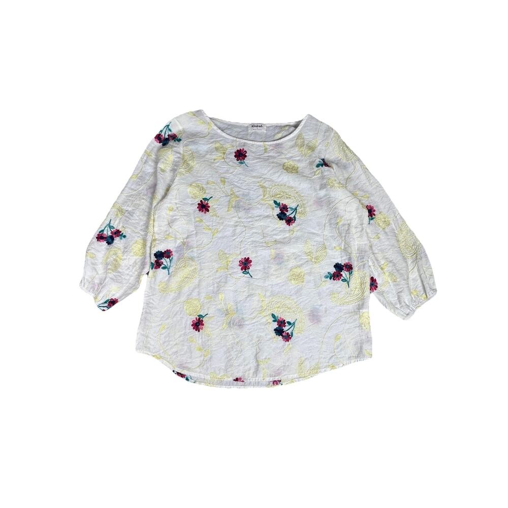 Anthropologie Kindred Womens Sz L embroidered floral tunic